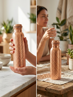 Himalayan Copper Water Bottle — Hand-Formed, Pure Copper | 34 Oz