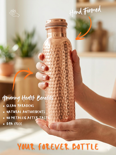 Himalayan Copper Water Bottle — Hand-Formed, Pure Copper | 34 Oz